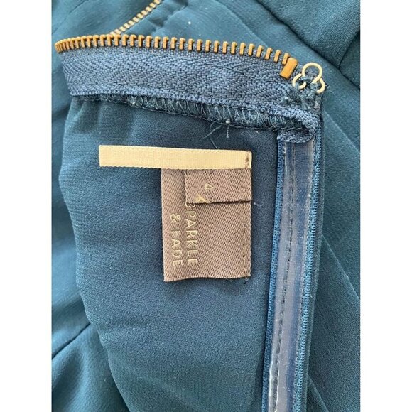 Women’s Size 4 - Sparkle & Fade Pleated Strapless teal Dress - Picture 4 of 15